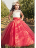 Beaded Lace Tulle Floor Length Timeless Flower Girl Dress